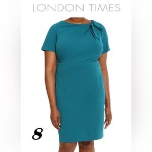 London Times - Suni Sheath Teal Dress - Spruce. Size: 8 US. NWT (1851)